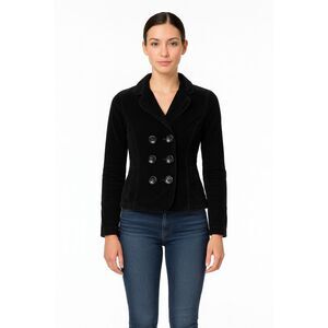 Levi Women's black corduroy double breasted blazer size L Dark Academia Classic